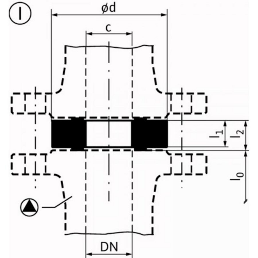 Vulflens incl. bev.mat. F0 DN40 PN6 15mm