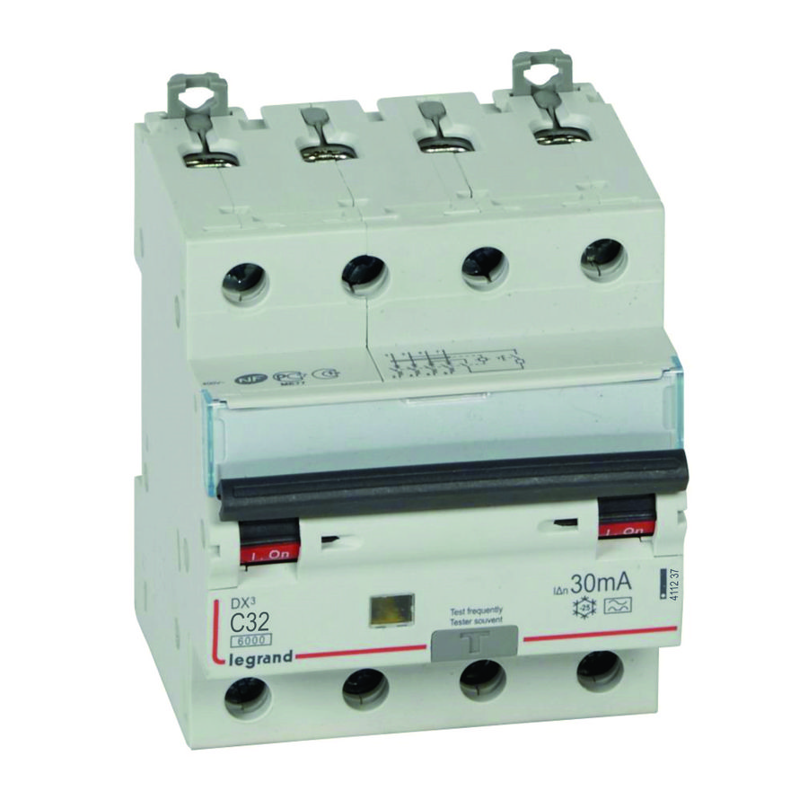 Aardlekautomaat DX3 4-polig C32A 6000A 30mA