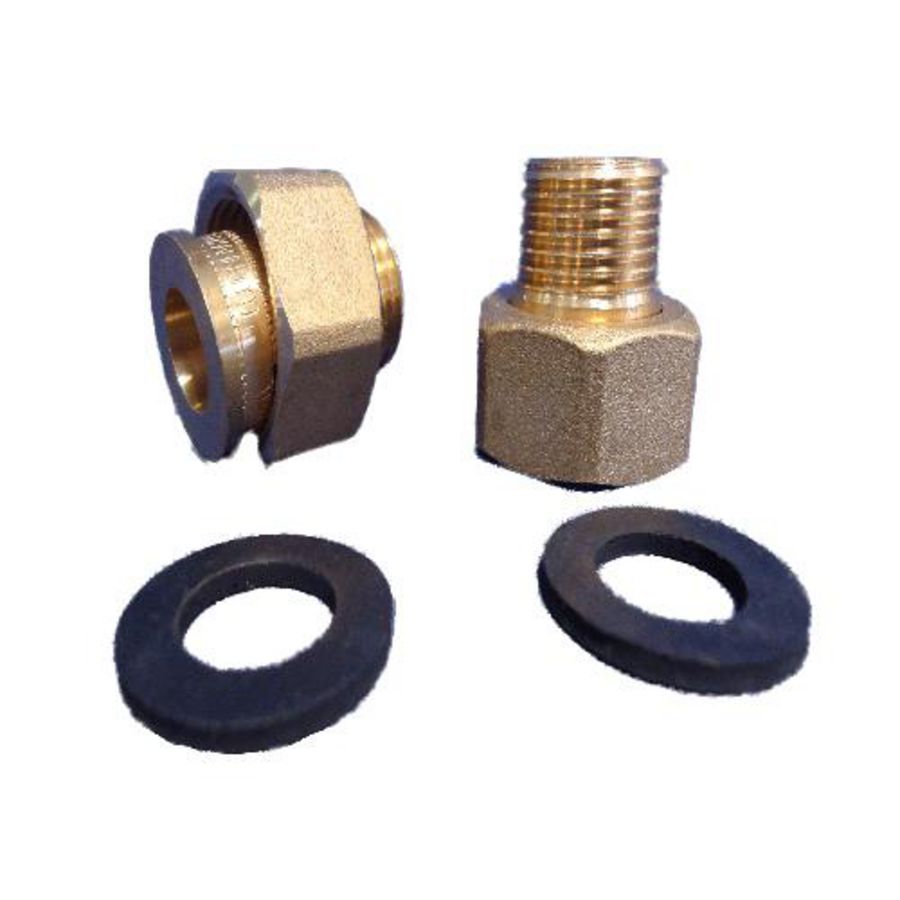 Set a 2st. 2-Delige koppeling Qn3.5 1.1/4"bn. vlakd.x1"bt.