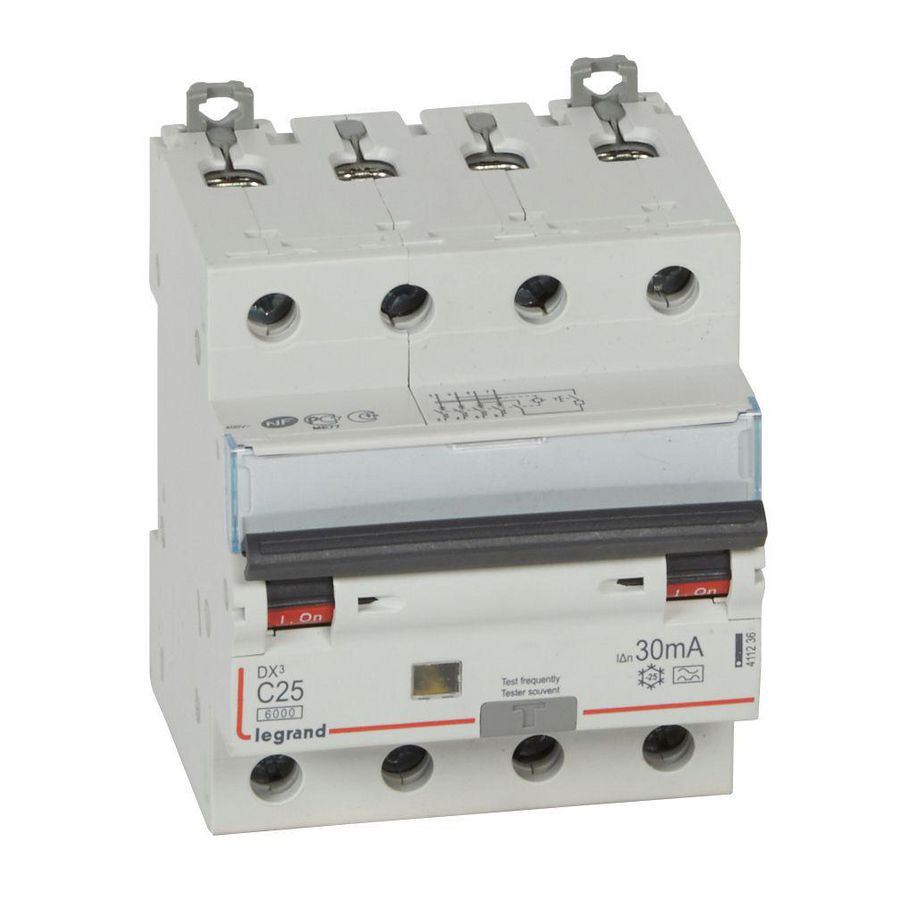 Aardlekautomaat DX3 4-polig C25A 6000A 30mA