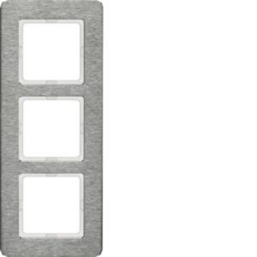 Afdekraam 3-v berker Q.7 edelstaal geborsteld vert.