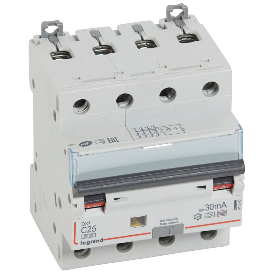 Aardlekautomaat DX3 4-polig C25A 6000A 30mA F