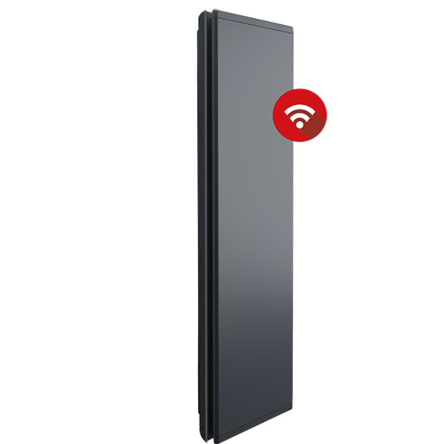 Elektr. verticale paneelradiator E-Comfort ICON WIFI 1800x450mm 2000W RAL7024 structuur grijs