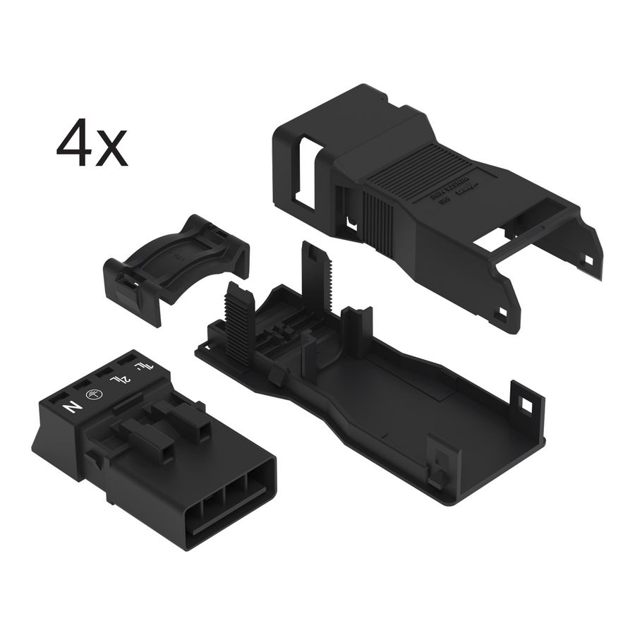 Connectorset 4-polig 4-pole zwart