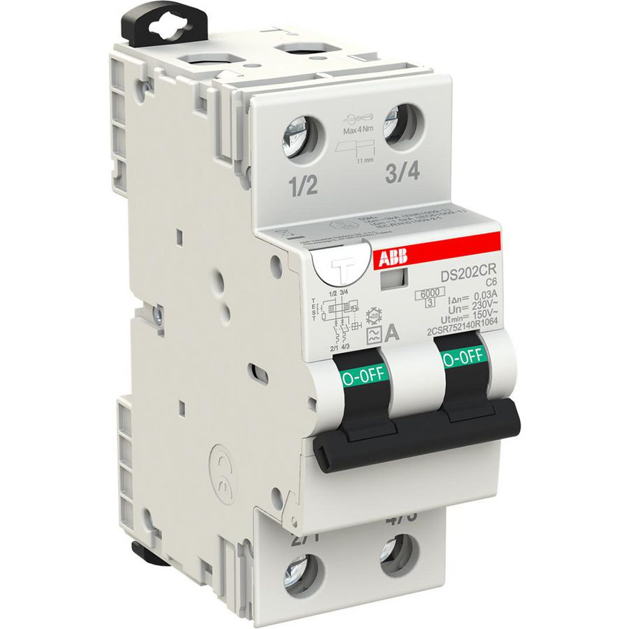 Aardlekautomaat 30mA 6kA Type A DS202CR 2P C6
