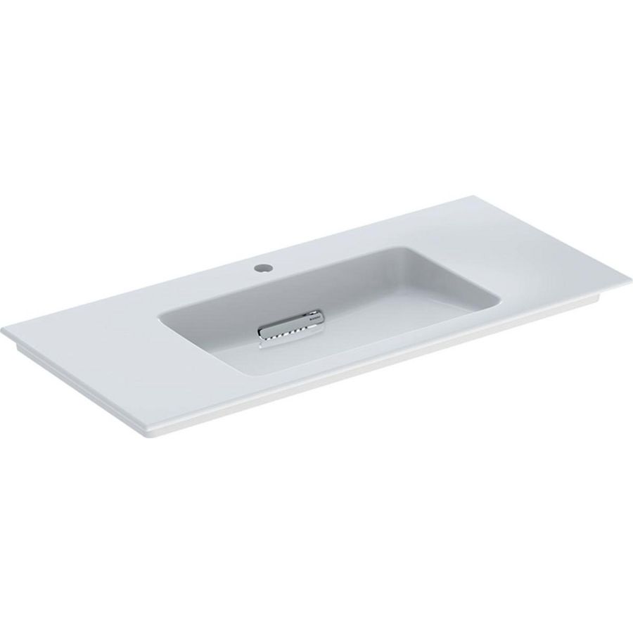 Meubelwastafel afleg L/R 105x48cm afvoer horizontaal met kraangat gecentreerd wit Keratect ONE incl. sifon