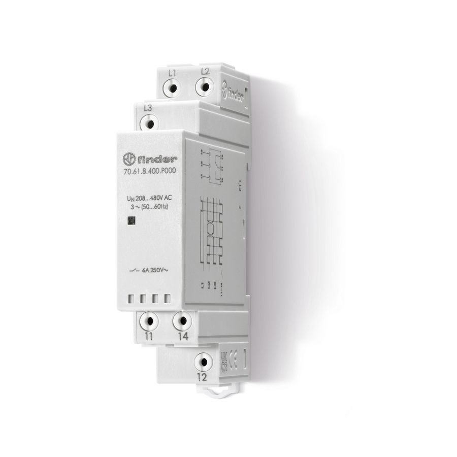 Fasebewakingsrelais 3 fasen 400V 50/60Hz 1W 6A 480VAC