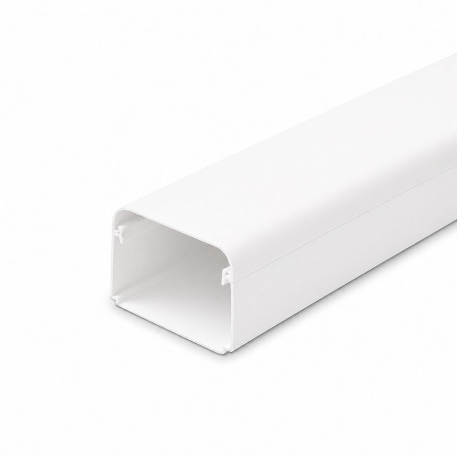 Lengte a 2mtr. leidinggoot met folie 65x50mm wit PVC RAL9010