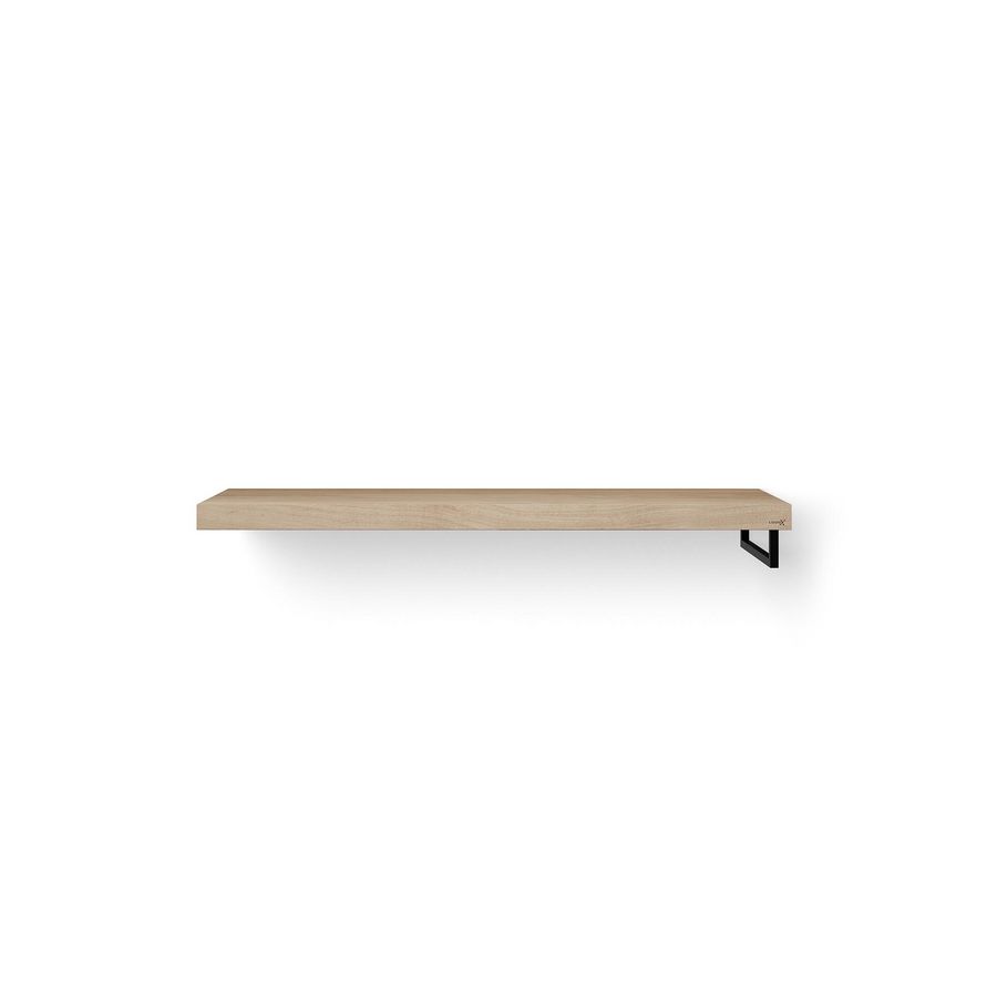 Wastafelblad Base Wood eiken 140cm zwart 1x handdoekbeugel RE.
