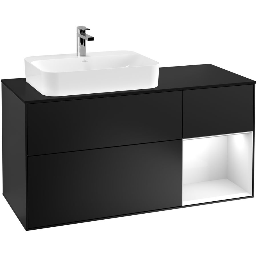 Wastafelonderkast Finion 1200x603x501mm Black Matt Lacquer G402GFPD