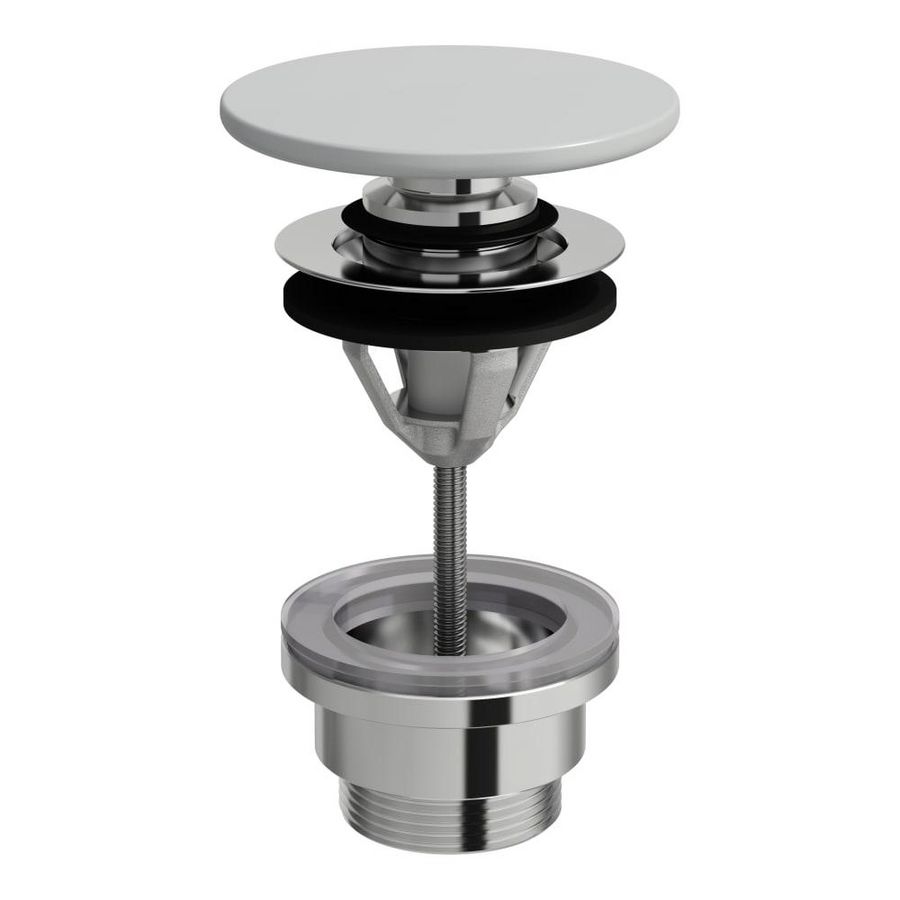 Push /Open Plug Voor Wastafels Met Overloop, mat grijs