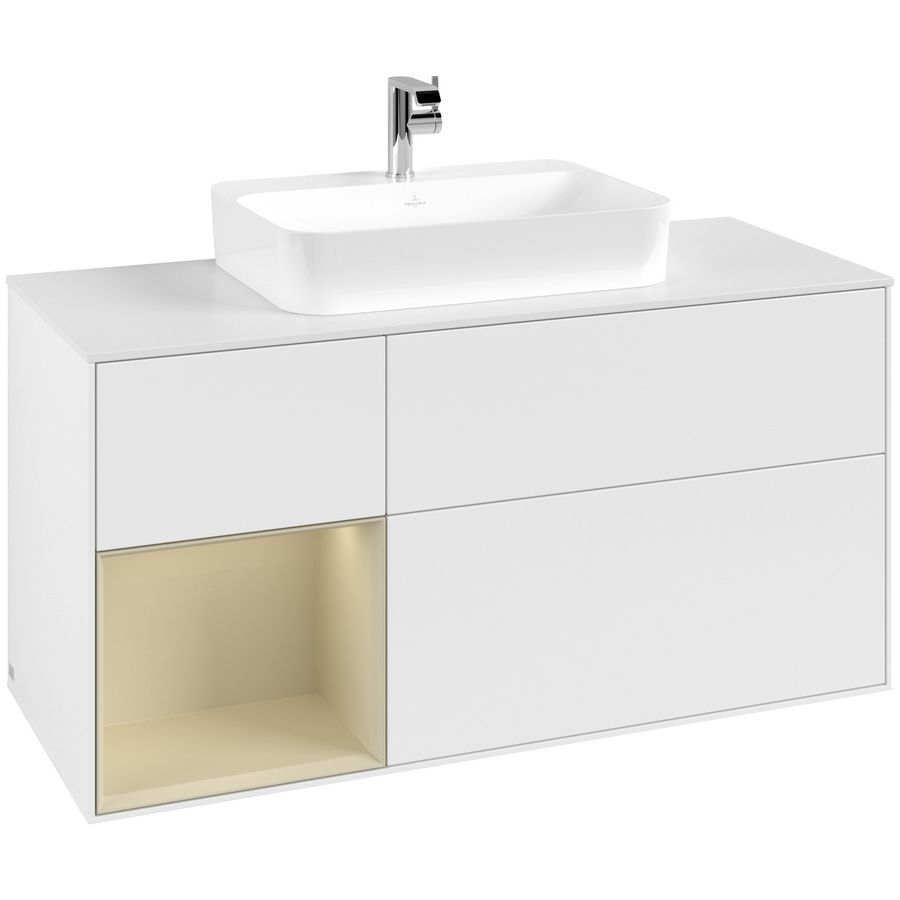 Wastafelonderkast Finion 1200x603x501mm White Matt Lacquer F411HJMT