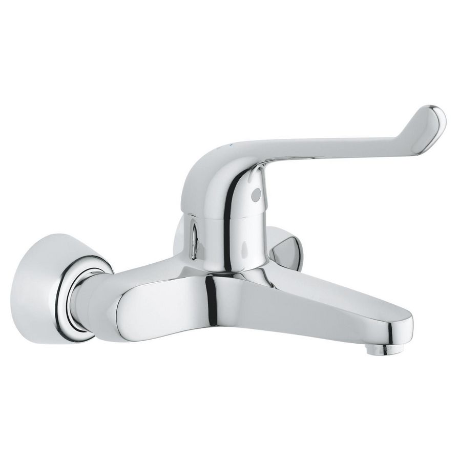 Euroeco spec veiligh wandmengkraan  chroom ms-kopp hendel 170mm