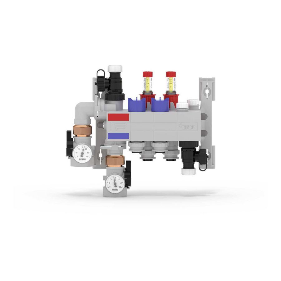 Vloerverwarmingsverdeler polyamide 2-groeps insteek 16mm RAUTHERM SPEED HKV-D P