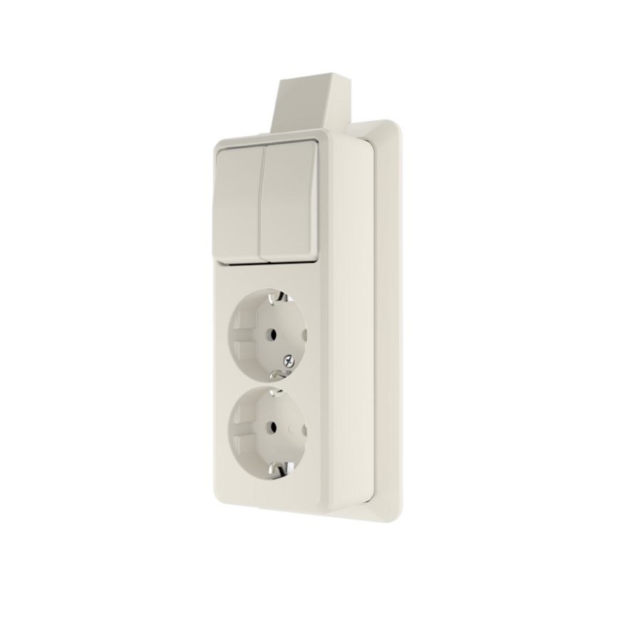 AP600 wandcontactdoos 2v RA+serieschak + montageplaat wit VVE=10