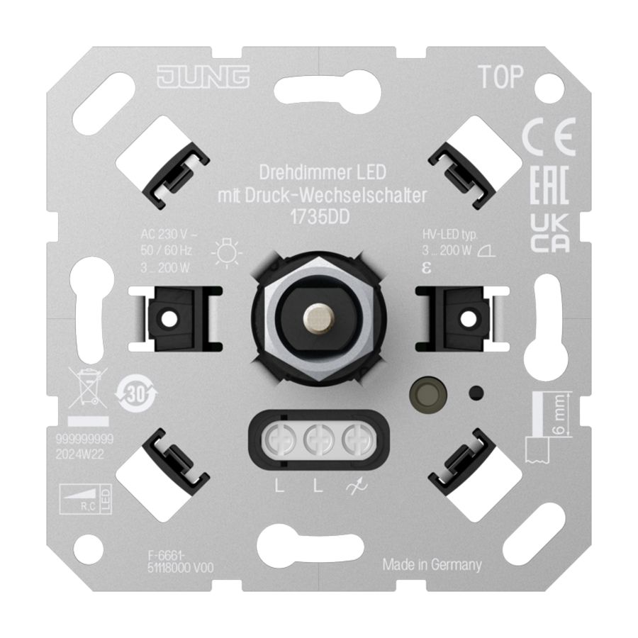 Draaidimmer led met druk-wisselschakelaar