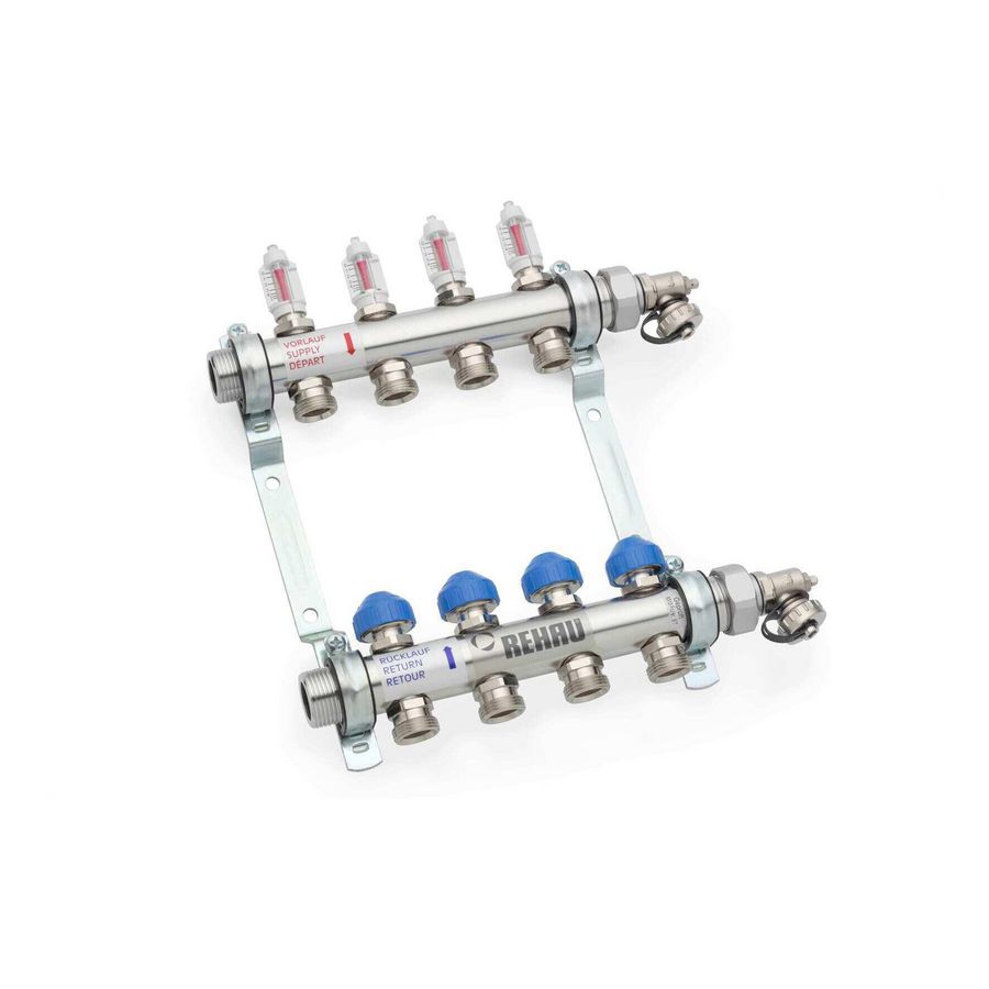 Vloerverwarmingsverdeler V2A HKV-D 7 groepen zonder pomp RVS