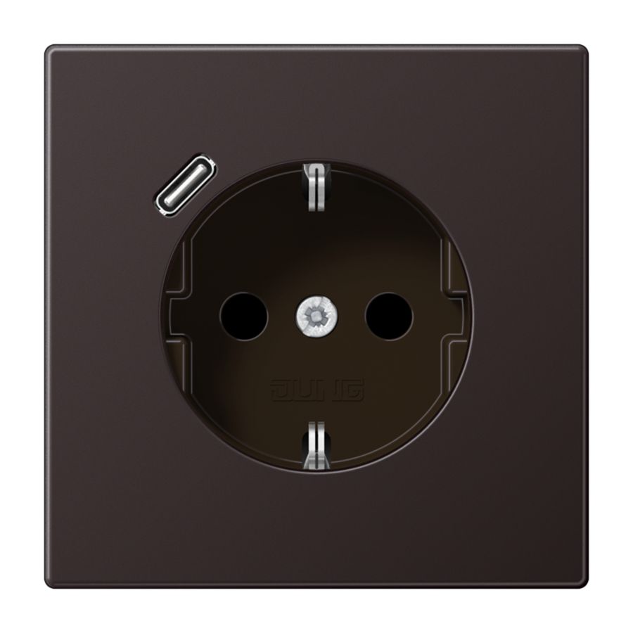 Wandcontactdoos + lader LS alu dark USB C