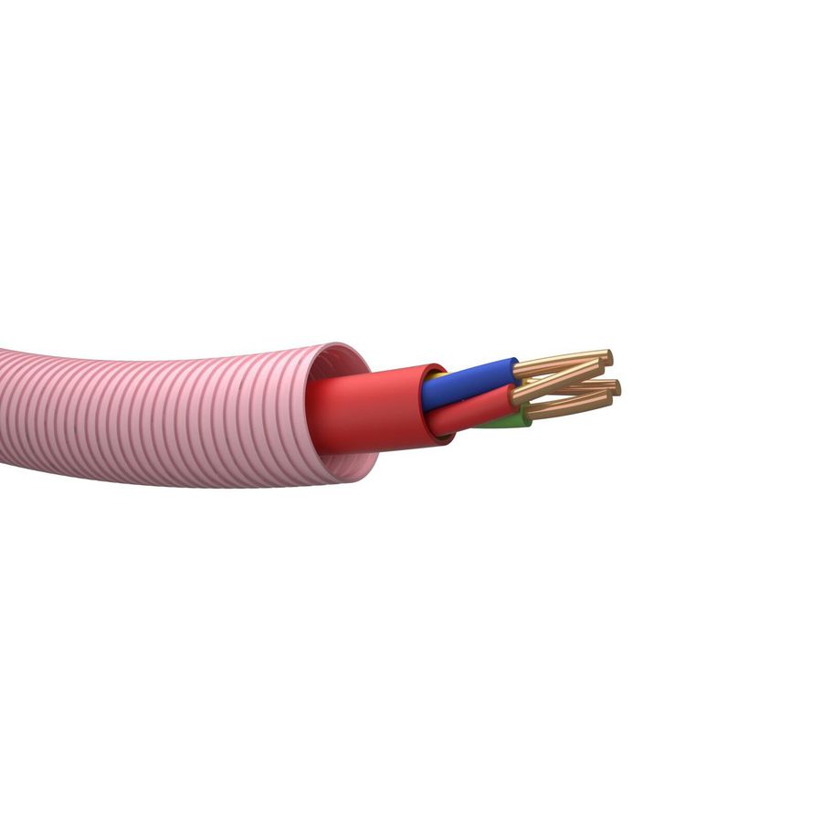 Rol a 100m. voorbedrade buis PROFIT 16 pk alarm kabel B2ca rd# 4x0,8mm² 2204 BM (rood - blauw - geel - groen)