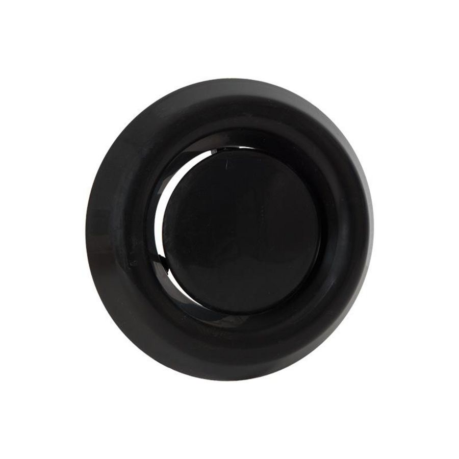 Afzuigventiel+klemmen Ø125mm zwart