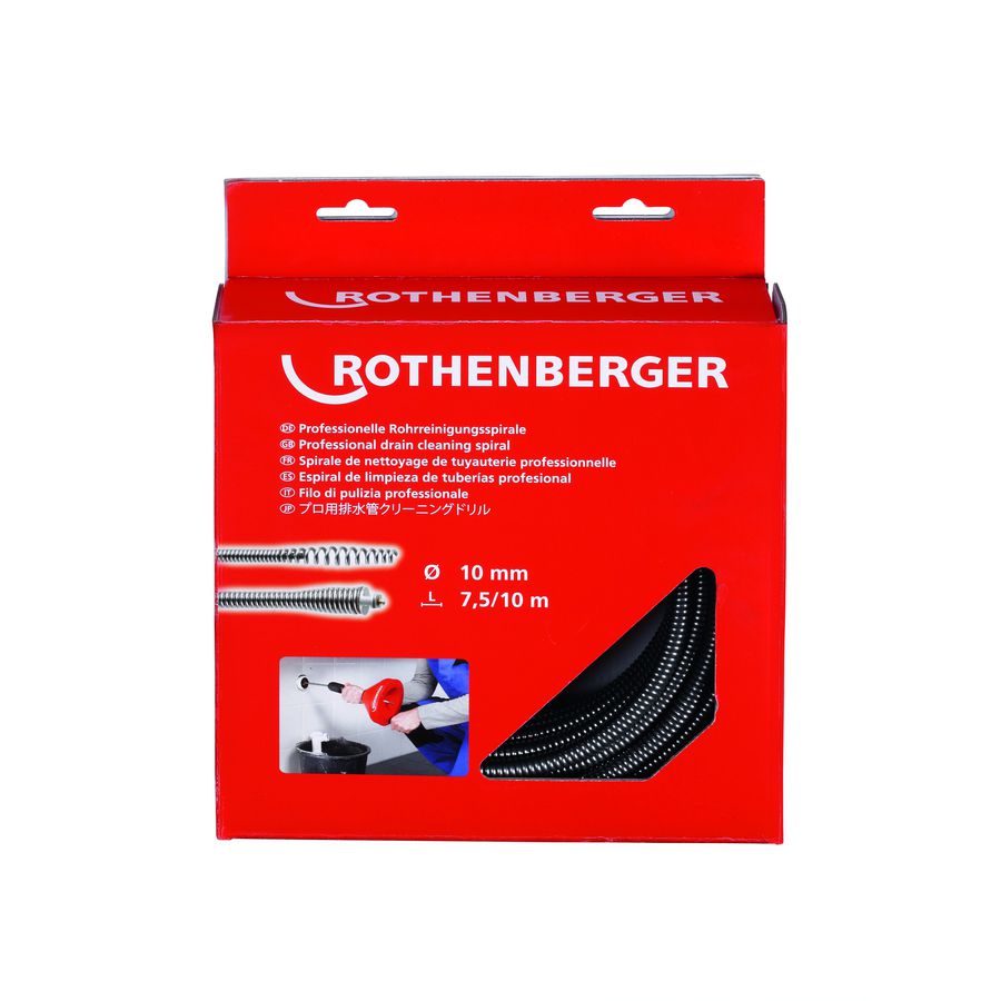 Ontstoppingsveer dia. 10 mm 10m lang - met knotskop