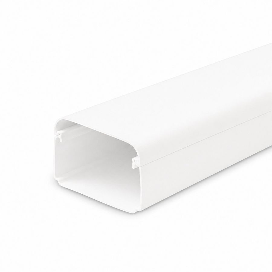Lengte a 2mtr. leidinggoot met folie 125x75mm wit PVC RAL9010