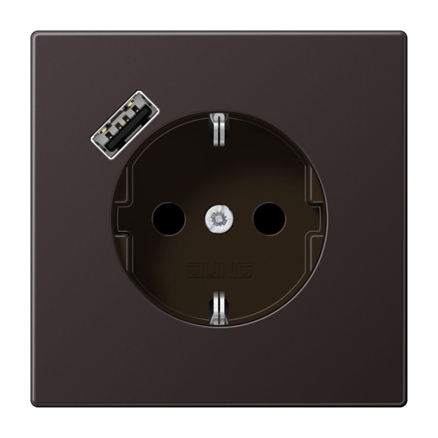 Wandcontactdoos + lader LS alu dark USB A