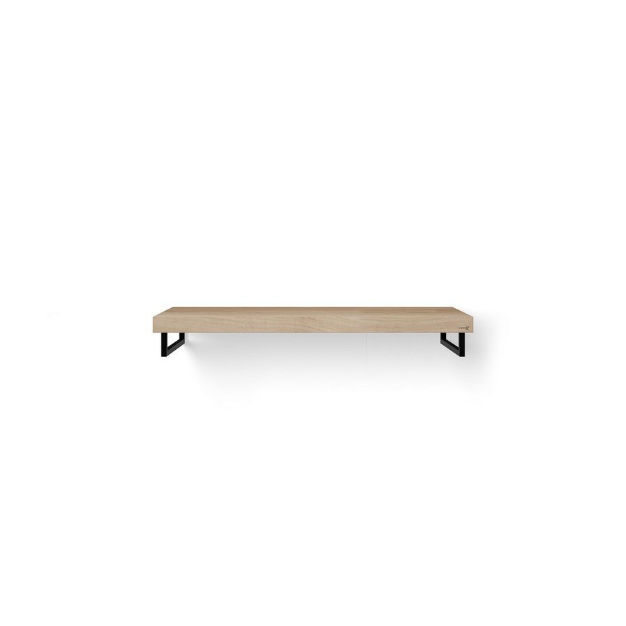 Wastafelblad Solo Wood eiken 120cm zwart 2x handdoekhouder