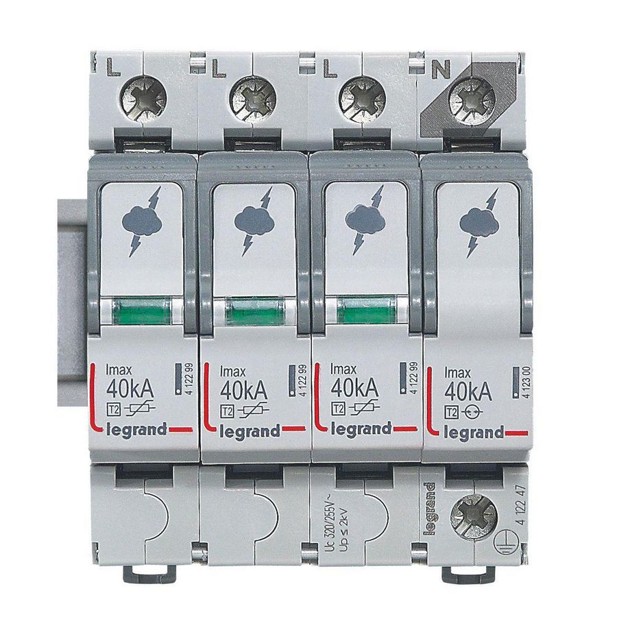 Overspanningsbeveiliger T2-3P + N-40kA 1.2kV-320V-4m