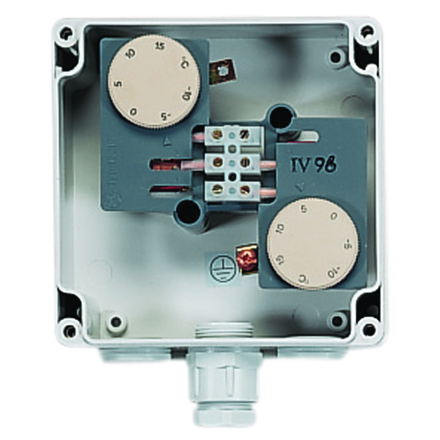 Dubbele thermostaat temp. bereik: -15/+15gr.C 16A IP65