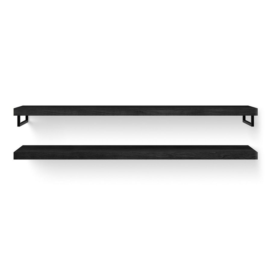 Wooden Base Shelf Duo 200cm eik black handdoekh. mat zw
