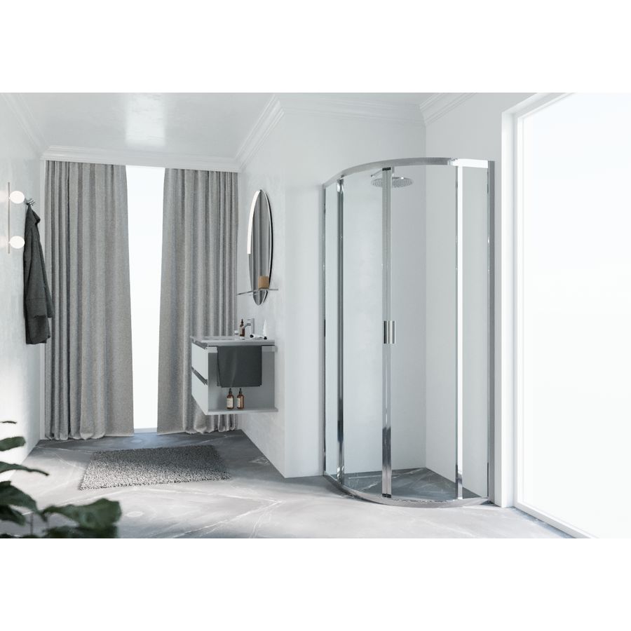Douchewand Lunes 2.0 R kwartrond 1000-1000x1950mm glas helder profiel chroom