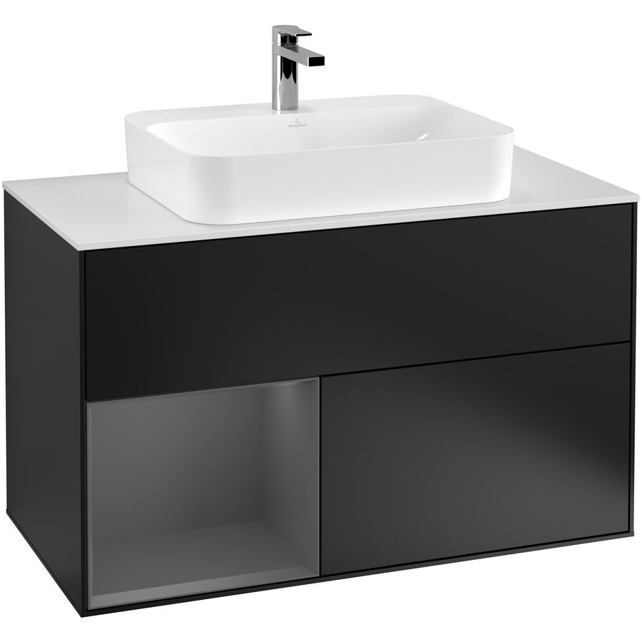 Wastafelonderkast Finion 1000x603x501mm Black Matt Lacquer G361GKPD