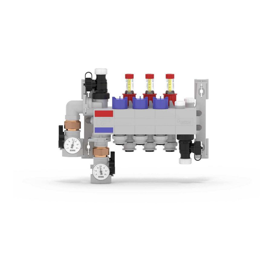 Vloerverwarmingsverdeler polyamide 3-groeps insteek 16mm RAUTHERM SPEED HKV-D P