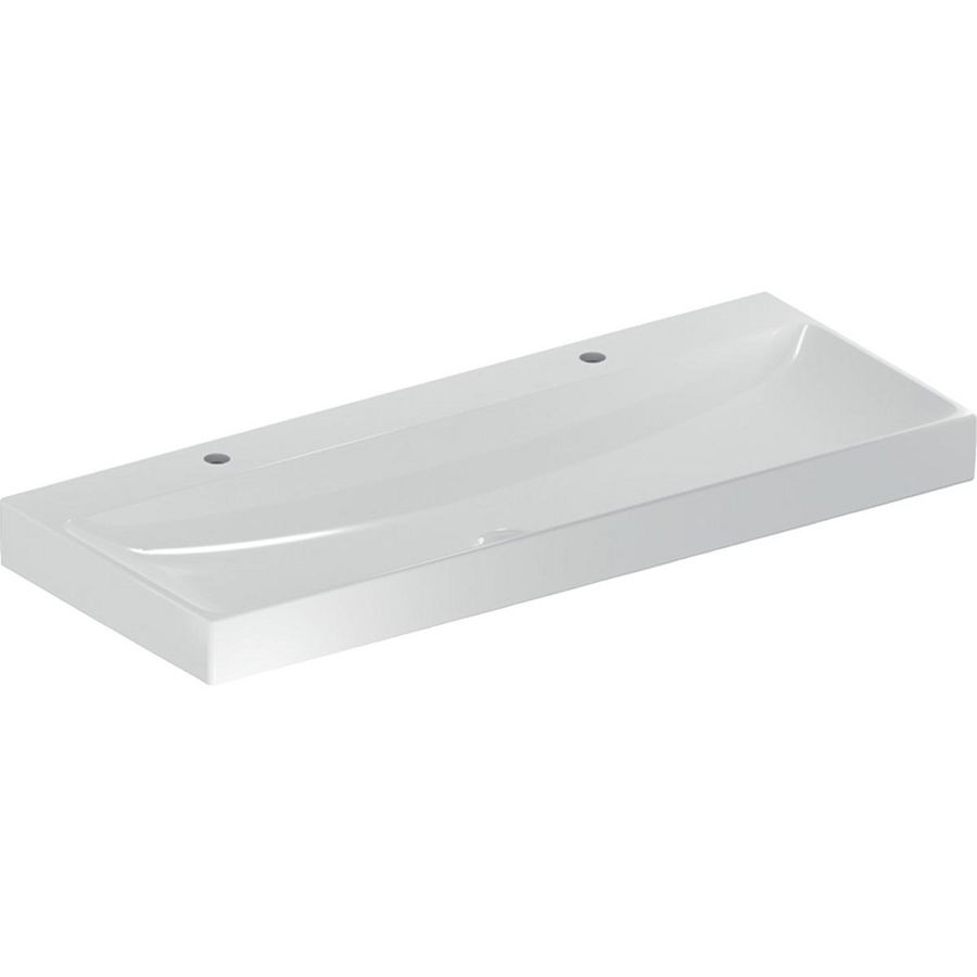 Wastafel 120x48cm 2 kraangaten 1x links en 1x rechts zonder overloop wit Keratect ONE