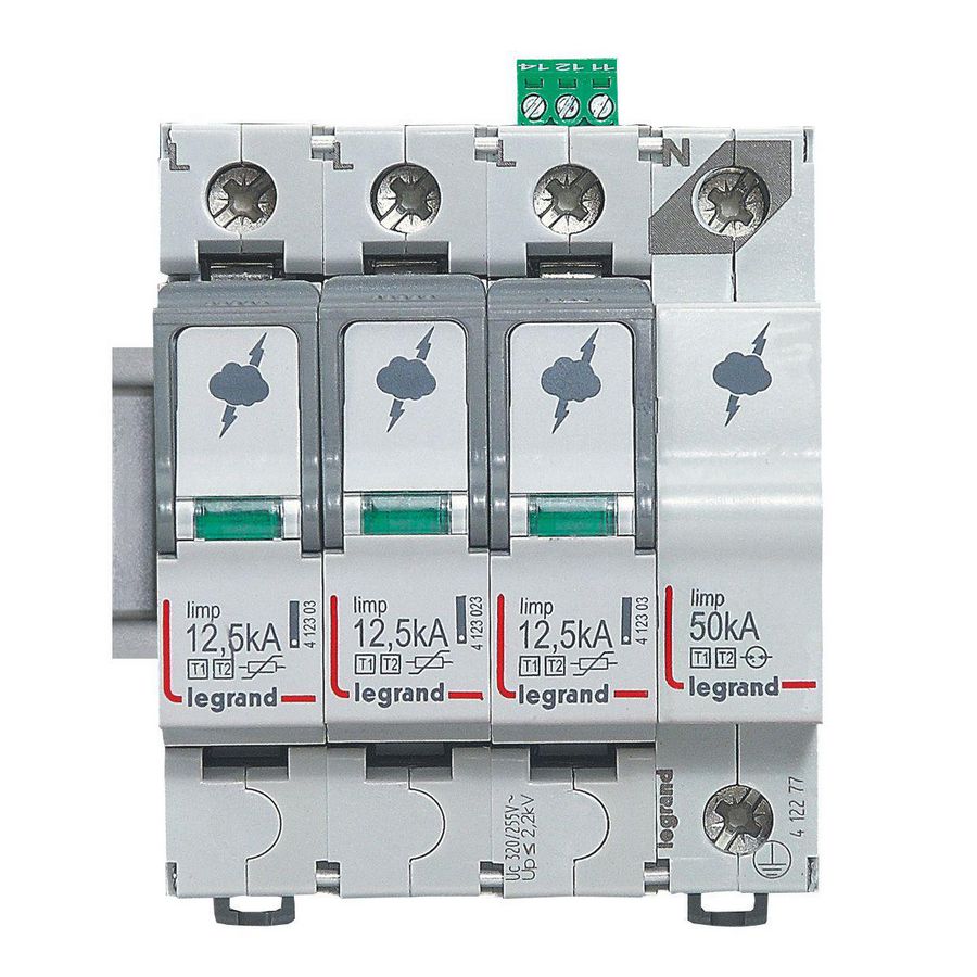 OverspanningsbeveiligerT1 + T2-3P + N-12.5kA 1.5kV-Uc320V