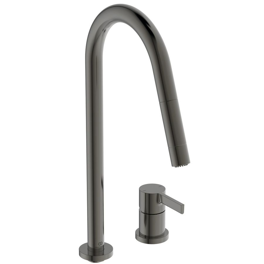 Keukenmengkraan 2g hoge ronde uitloop 2f magnetic grey Gusto