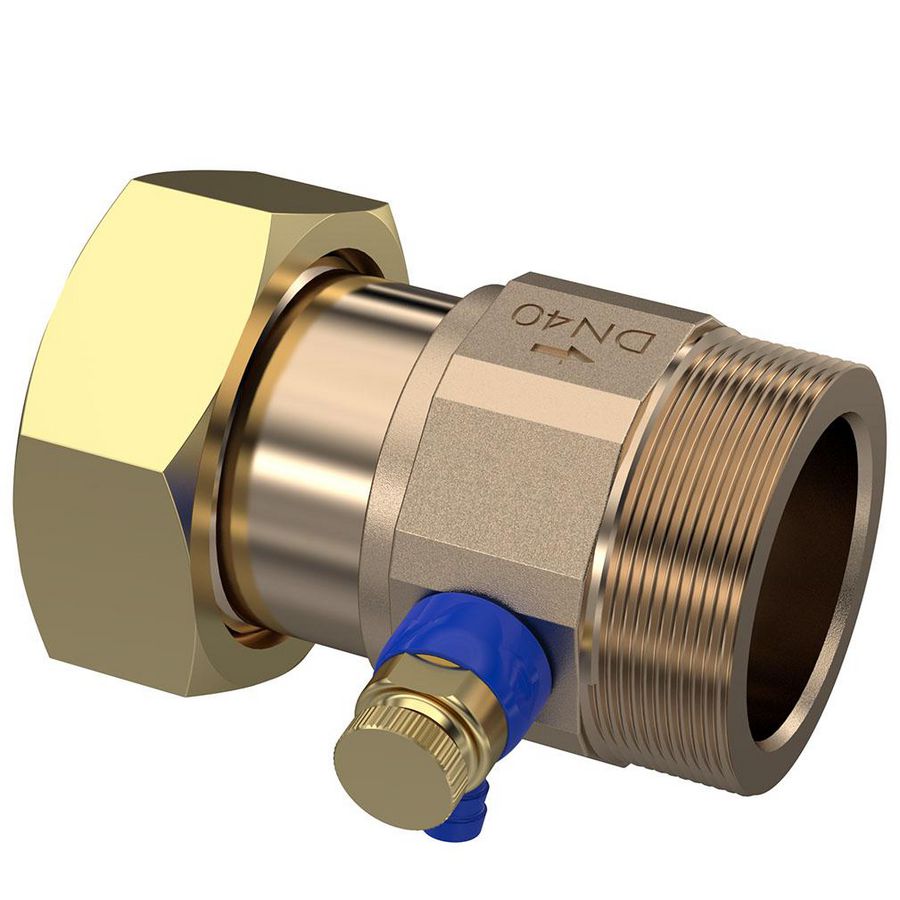 Keerklep + aftapper DN40 1.3/4"wartel x 1.3/4"bt. L=75mm