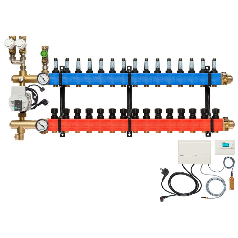 Vloerverw.verdeler 4851 3-pijps E-pomp BA. 10-145l/u 15-groeps