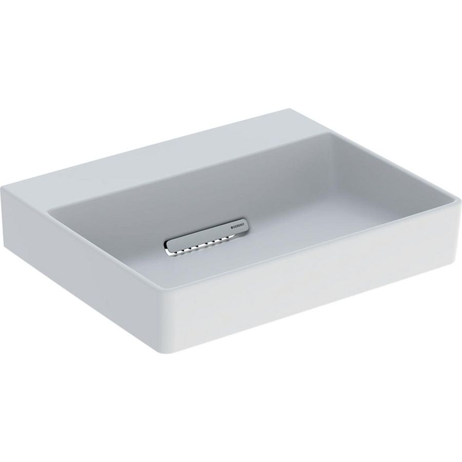 Opzetwastafel rechthoekig afvoer horizontaal 50x41cm zonder kraangat mat wit ONE incl. sifon