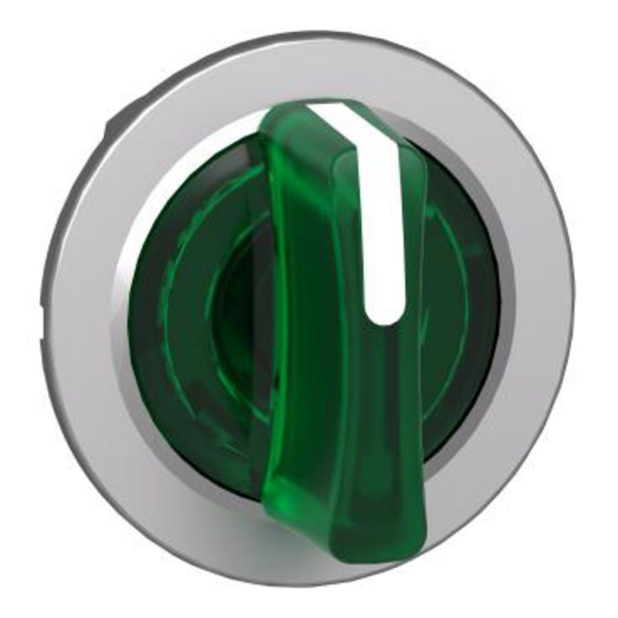 Flush mounted green illum selector switch head 3-pos