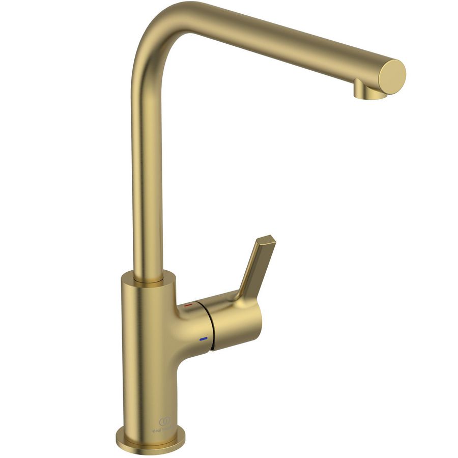 Keukenmengkraan m. hoge l-uitloop brushed gold Gusto
