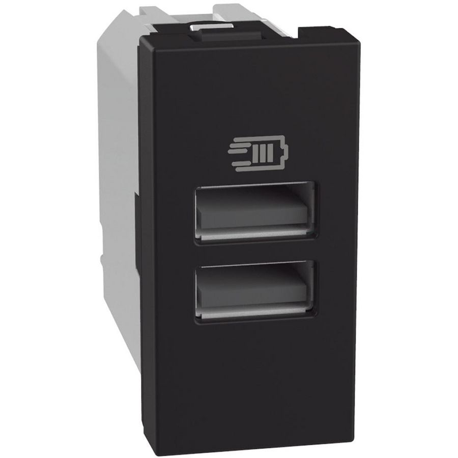 Light Now USB oplader type A+A - 15W - 1 module - zwart