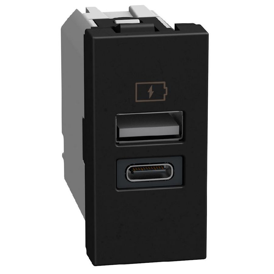 Light Now USB oplader type A+C - 15W - 1 module - zwart