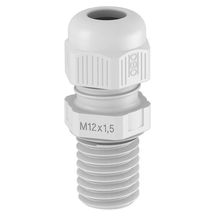 Wartel lange tap vol metrisch M12 polyam li.grijs VVE=50