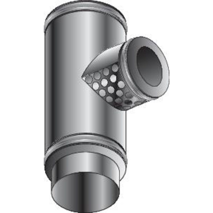 T-stuk + luchttoevoer dubbelwandig RVS DP25 130mm Roccheggiani
