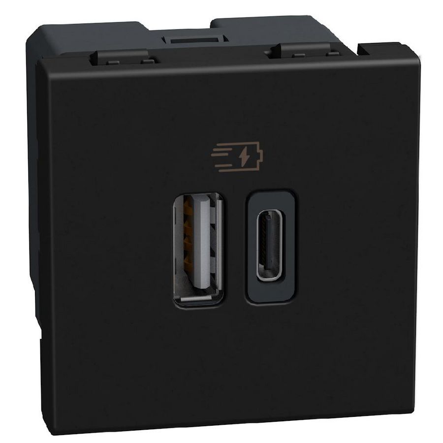 Light Now USB oplader type A+C - 15W - 2 modules - zwart