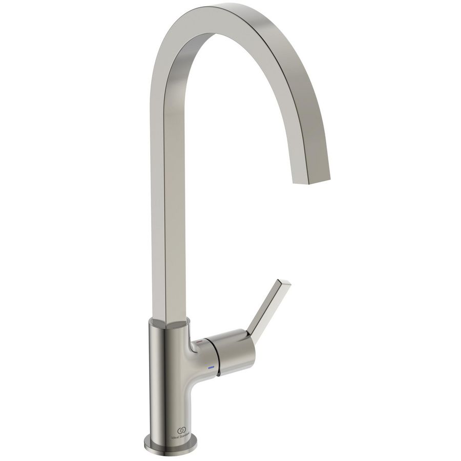 Keukenmengkraan m. hoge hoekige uitloop silver storm (rvs-look) Gusto