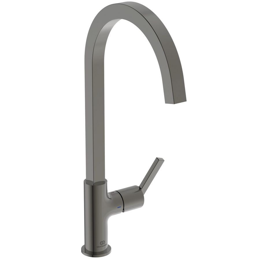 Keukenmengkraan m. hoge hoekige uitloop magnetic grey Gusto