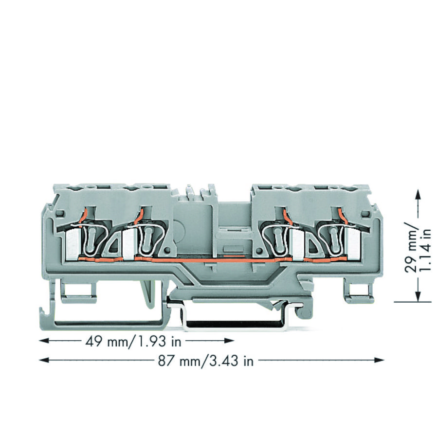 4-draads rijgklem 4mm² test grijs 880-831 VVE=50